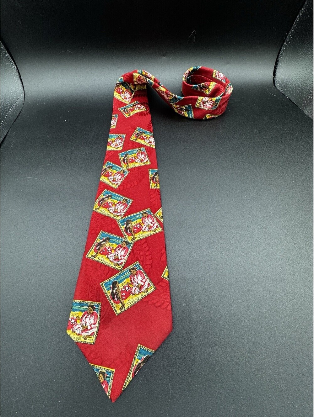 Deauville Museum Collection Paul Gauguin Art Tie Red Novelty 56” 3.75”